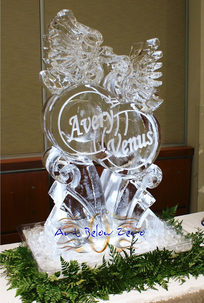 Ice Sculpture Doves on Rings Ice