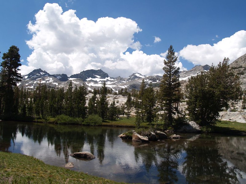 Tiny alpine lake near our campsite, with Rodgers Peak (12978 ft) in the distance to the southwest