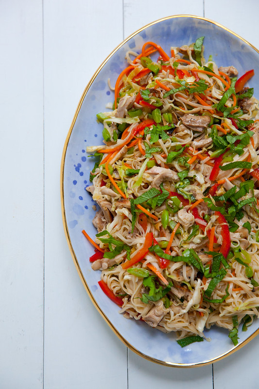 Spicy Rice Noodle Salad with Chicken and Crunchy Veggies - Everyday Annie