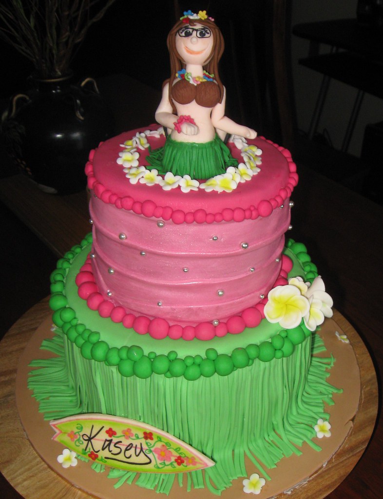 Hawaiian themed birthday cake. | I made all the ...