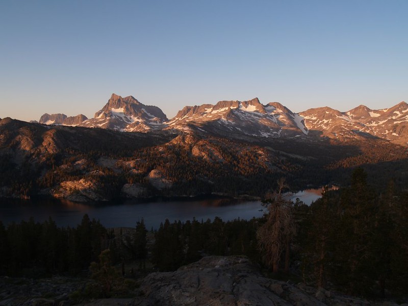 Morning light over Waugh Lake, with the Sierra Crest in the distance