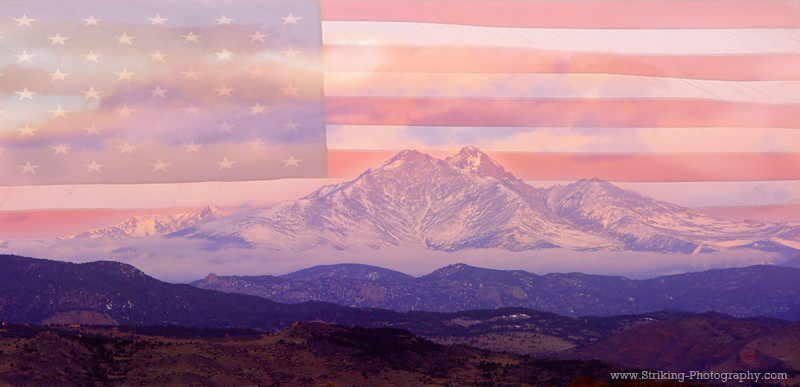 Twin Peaks - Longs Peak and Mt. Meeker Panorama - USA Flag… | Flickr