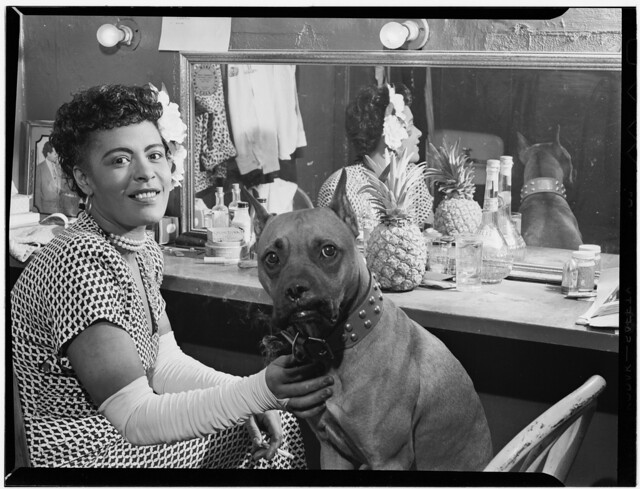 [Portrait of Billie Holiday and Mister, Downbeat(?), New York, N.Y., ca. June 1946] (LOC)