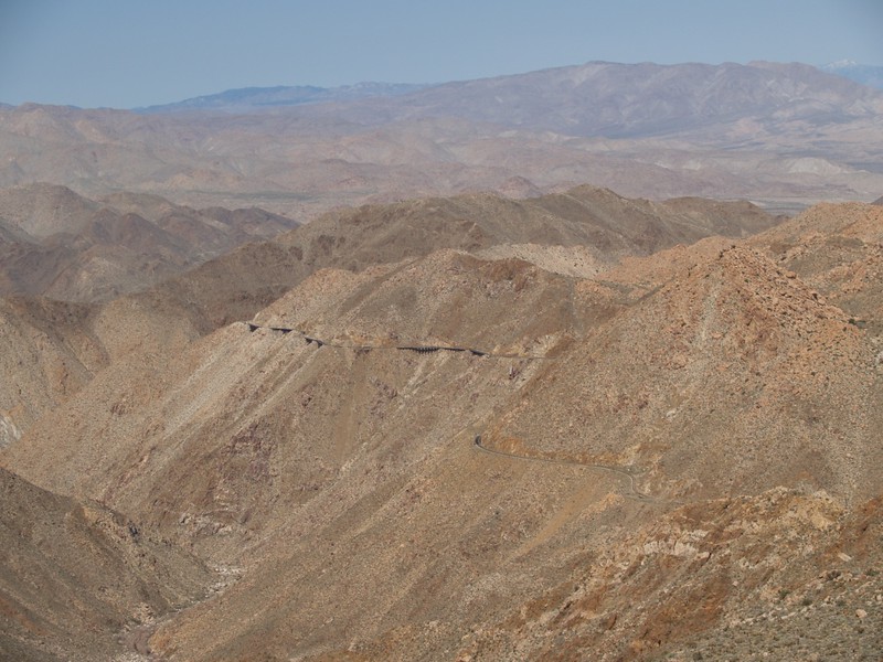 The tracks, trestles and tunnels to the north and the Carrizo Gorge down below.
