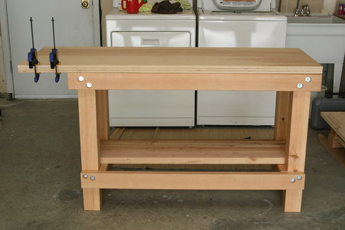 Workbench  Provided overhang for installing a vise in the 