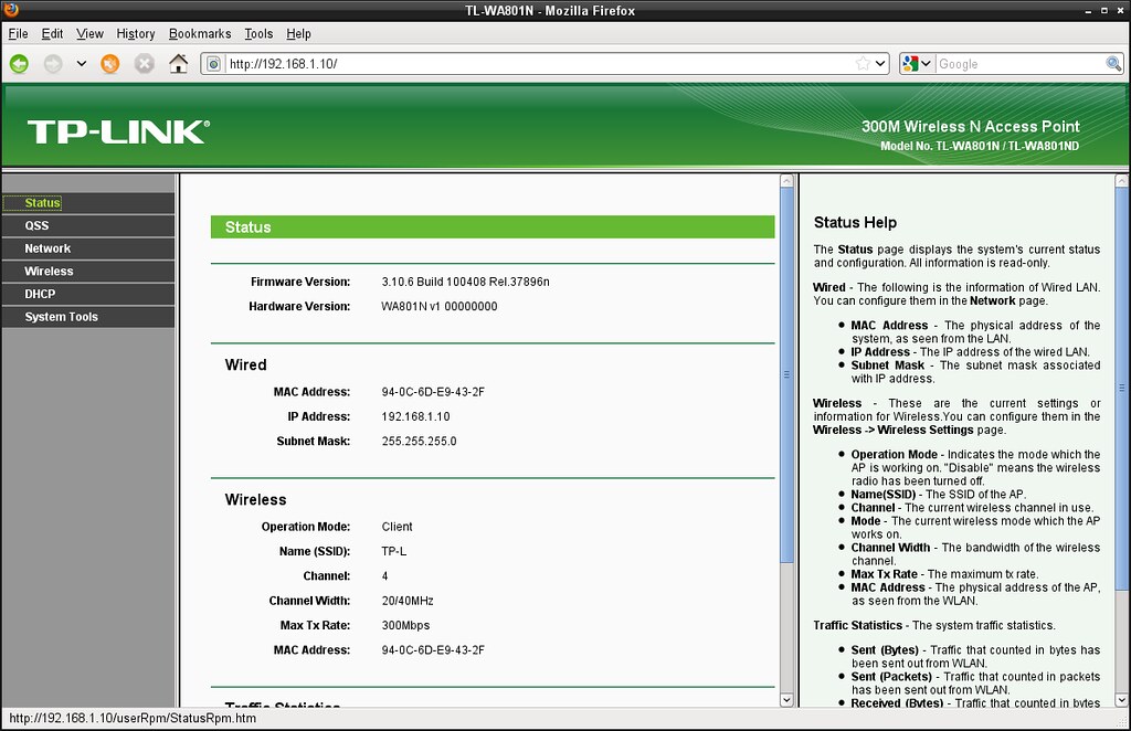 TP-Link TL-WA801ND Wireless Access Point. Status page | Flickr