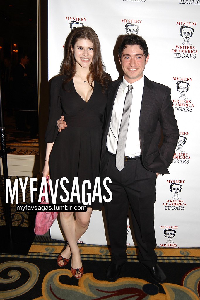 Alexandra Daddario and boyfriend Jason Fuchs pose at the 