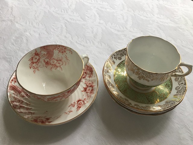 broken tableware,  cups and saucers