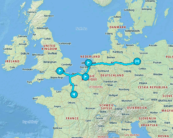 Mapa del itinerario que seguimos para visitar las capitales más guays de Europa