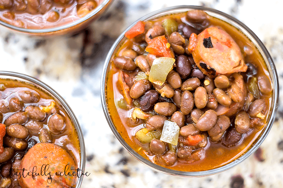 Easy Slow Cooker Baked Bean and Sausage Stew