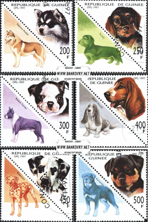 Známky Guinea 1997 Psy, razítkovaná séria