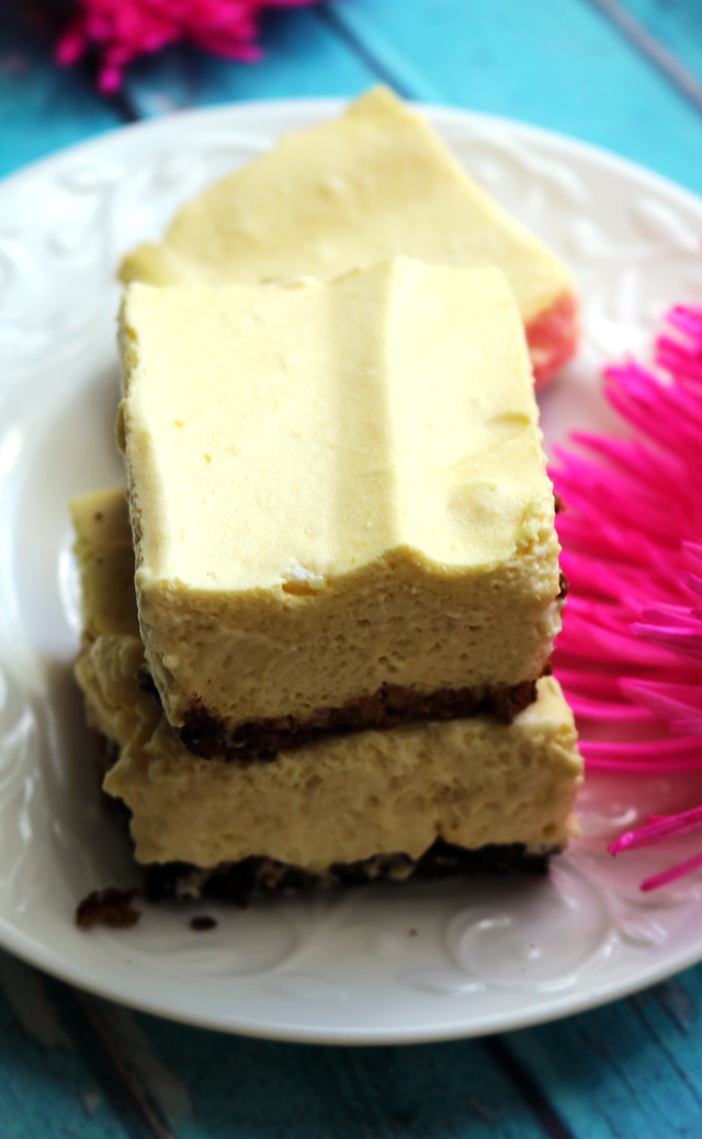 Creamy Mango Coconut Mousse Bars with a Coconut Shortbread Crust