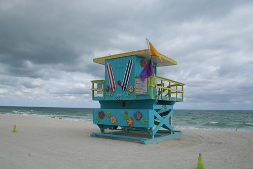Colorful lifeguard towers. From Miami with Kids