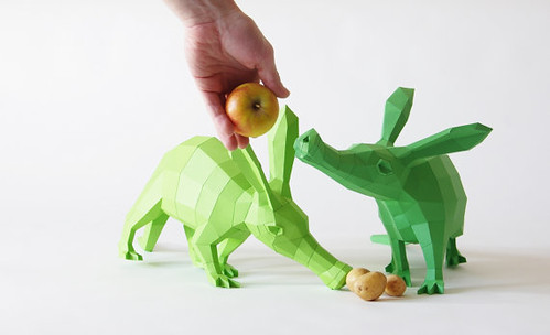 Low Poly Papercraft Aardvark Models by Paperwolf