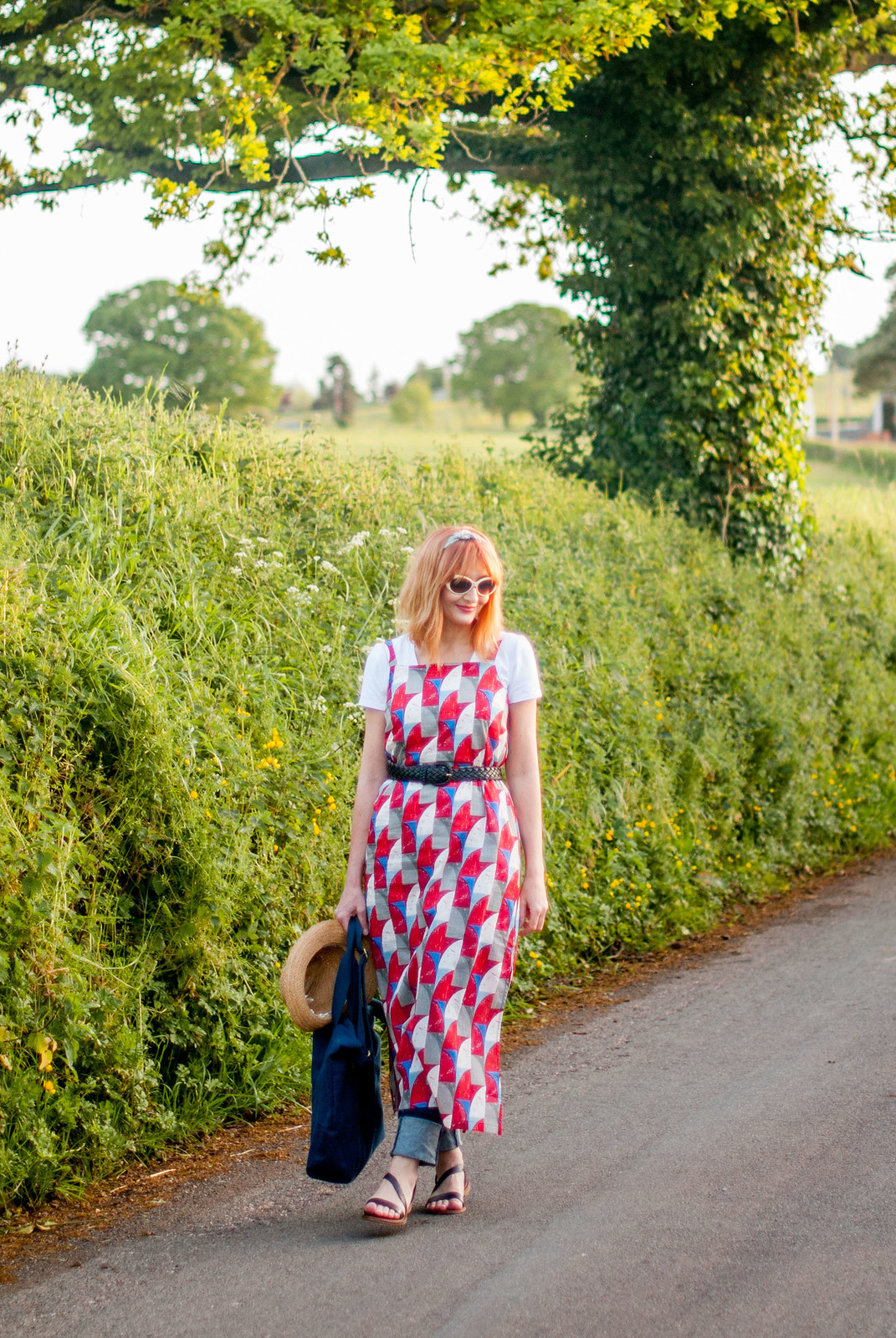 Summer dressing: Strappy printed maxi dress over jeans and white t-shirt retro styling preppy style | Not Dressed As Lamb, over 40 blog