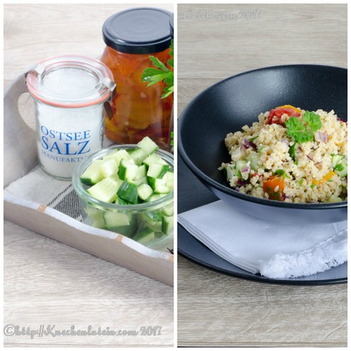 Quick couscous salad with peppers and feta