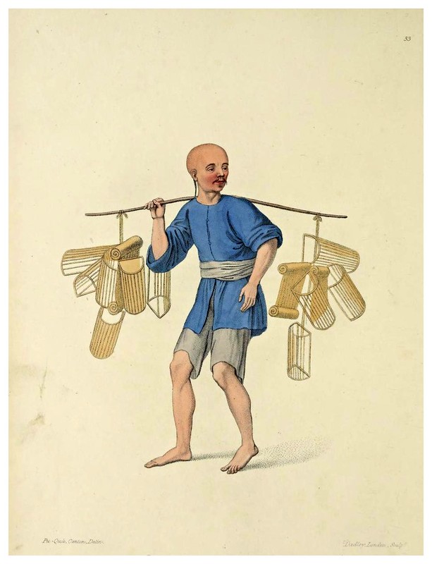 011- Vendedor de almohadas-The costume of China…1800- Ilustrado por Pu-Qua