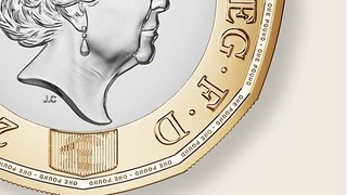 One pound coin closeup
