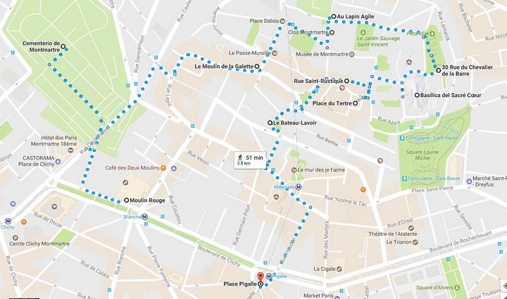 Mapa Montmartre