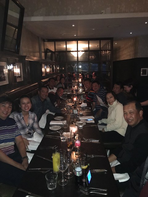 group photo, steak dinner at hotel du vin