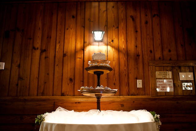 Wedding cake area inside Fayerdale Hall at Fairy Stone State Park - full kitchen for you to use or caterers - photo by Natalie Gibbs Photography