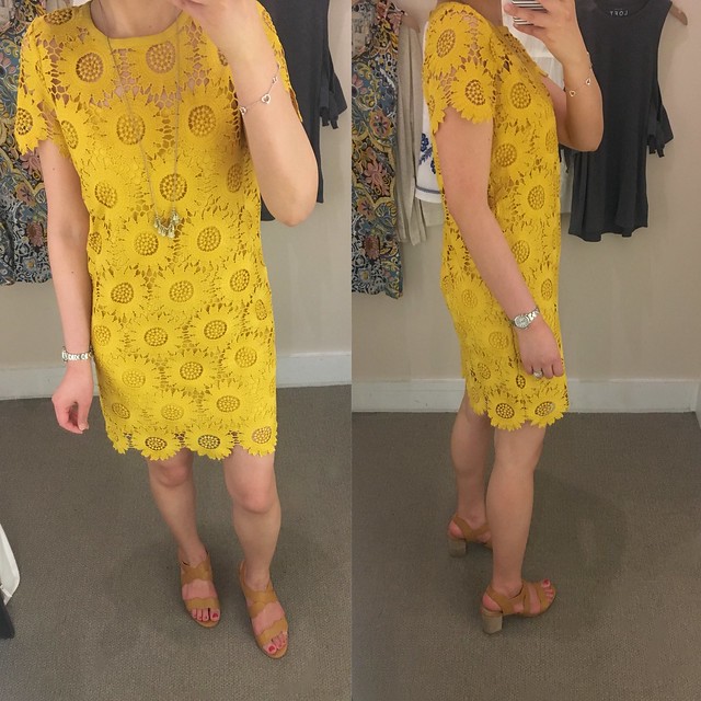  LOFT Sunflower Lace Dress, size 0P 