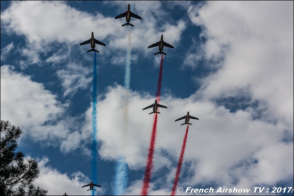 Patrouille de France 2017 , Athos , USA color , Alphajet , Meeting de l'Air BA-106 Bordeaux Merignac , meeting aerien 2017 , Airshow