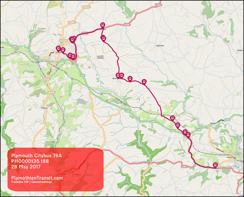 2017 05 28 PLYMOUTH CITYBUS LTD ROUTE-076a MAP