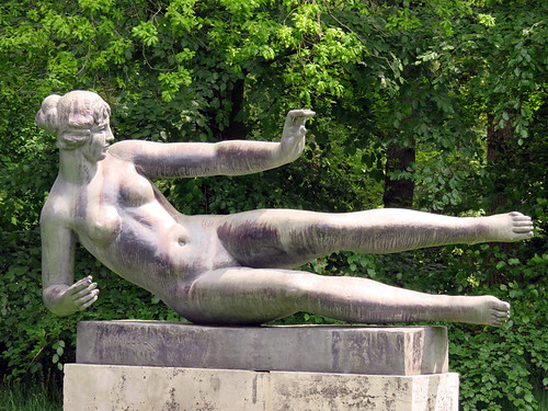 Fallen woman sculpture in Kroller Muller Sculpture Garden near Utrecht in Holland