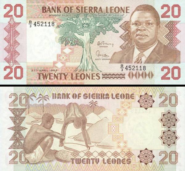 20 Leones Sierra Leone 1988, P16