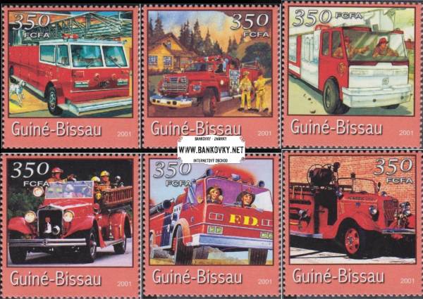 Známky Guinea Bissau 2001 Hasičské autá, nerazítkovaná séria