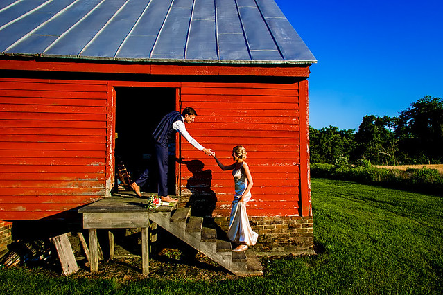 Red barn sitting in a field of wheat - what's more romantic than that? Belle Isle State Park wedding Photo credit required Chip Litherland from Eleven Weddings Photography