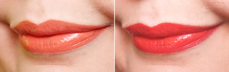 sothys desert chic tangerine and sanguine lip lacquer swatches