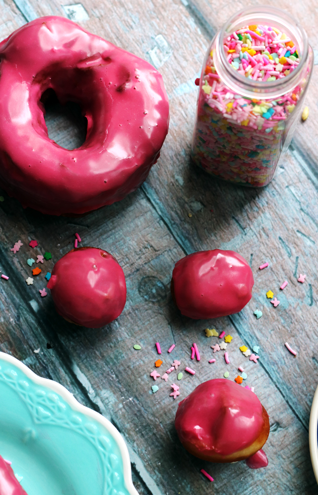 Homemade Yeast Donuts with Hibiscus Glaze