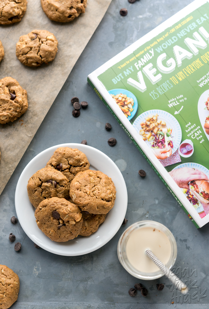 These Peanut Butter Oatmeal Cookies are easy-to-make, fun to customize, and always a crowd pleaser! With a gluten-free option, from the book, But My Family Would Never Eat Vegan! #vegan #soyfree #eggfree 