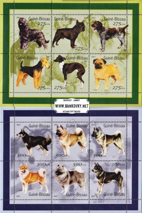 Známky Guinea Bissau 2001 Psy, 2 nerazítkované hárčeky