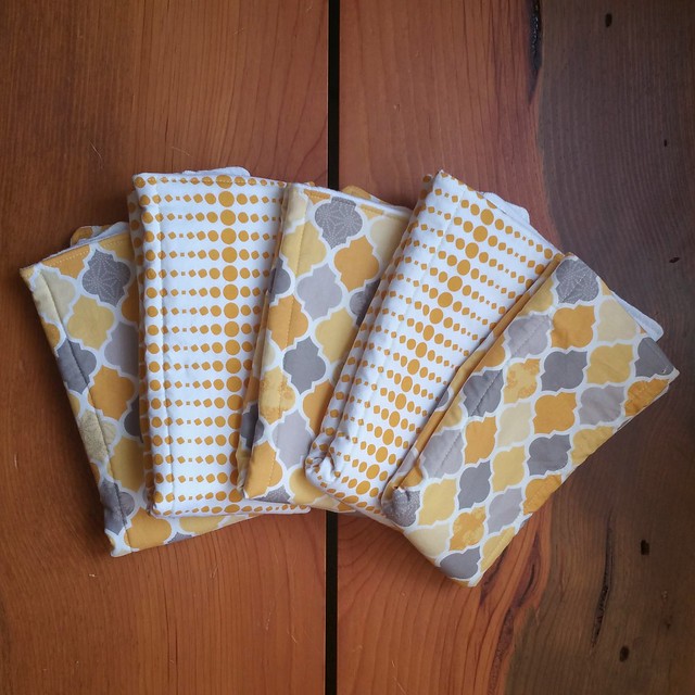 Yellow and Grey Cloth Diaper Burp Cloths | shirley shirley bo birley Blog
