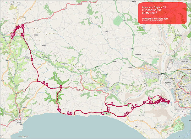 2017 05 28 PLYMOUTH CITYBUS LTD ROUTE-075 MAP