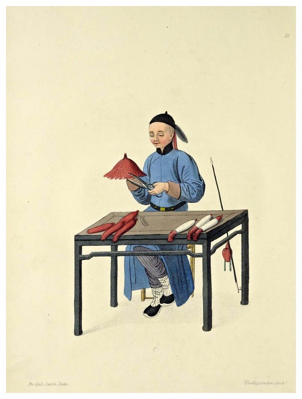 013- Fabricante de sombreros-The costume of China…1800- Ilustrado por Pu-Qua