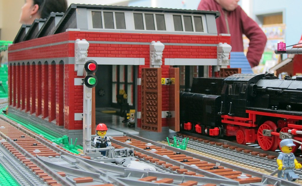 lego train engine shed