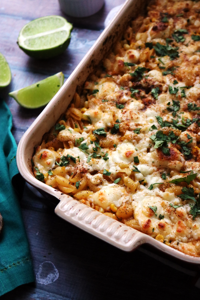 Mexican Street Corn and Zucchini Baked Macaroni and Cheese