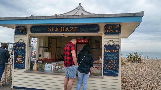 Shellfish stall Brighton beachfront