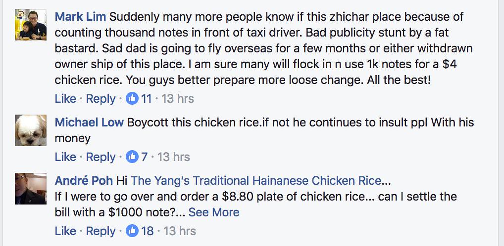 Boss of Yeo Keng Nam Chicken Rice said to be guy who belittled taxi driver with $20,000 cash, business gets trolled mercilessly - Alvinology
