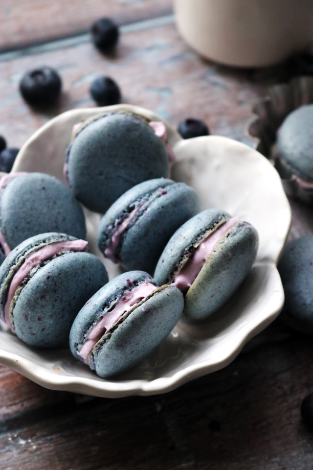 Blueberry Macarons with Blueberry Mascarpone Cream