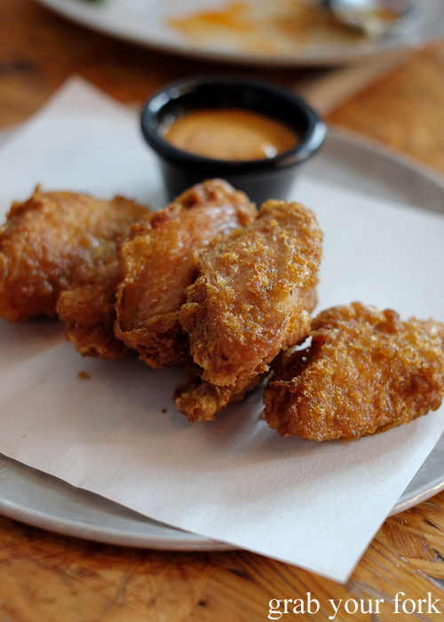 Crispy fried chicken wings with tom yum mayonnaise at Ms G's in Potts Point Sydney