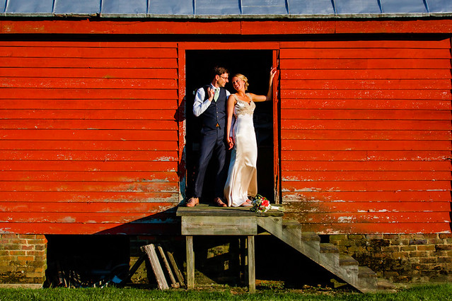 The romantic red barn that caught Chip's attention at Belle Isle State Park Virginia - photo credit required Chip Litherland from Eleven Weddings Photography