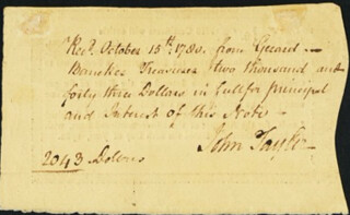 1780 New-York Treasury Loan Certificate back