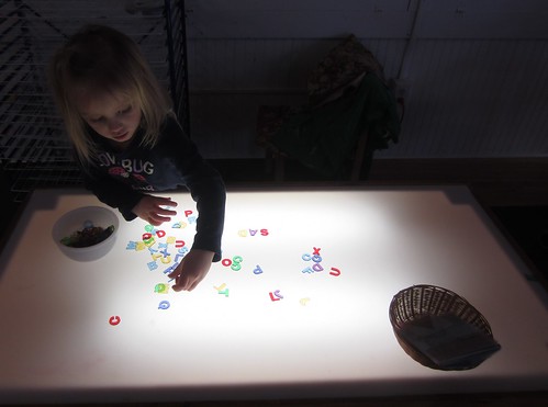 building her name with letters