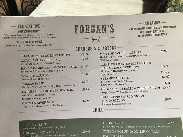 Forgan's starters menu