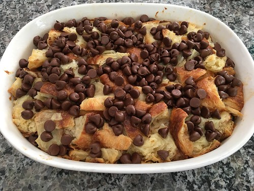 Chocolate chip bread pudding